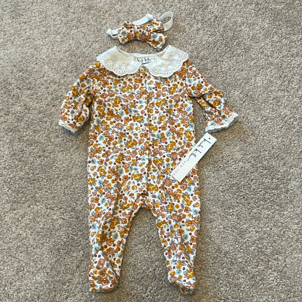 NWT Nicole Miller 2pc Footie Set 0-3 months